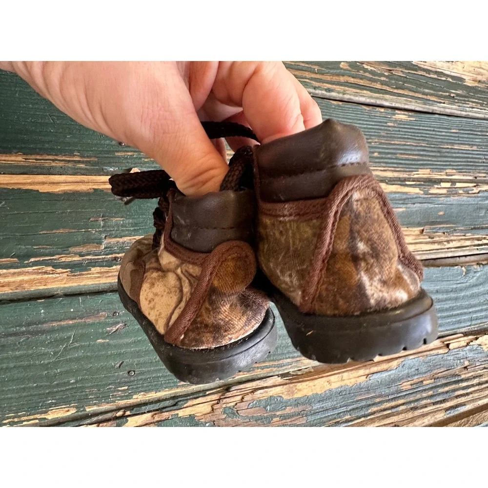 Baby Boys Camo Print Lace Up Work Boots Brown Camouflage Size 2‎ Infant